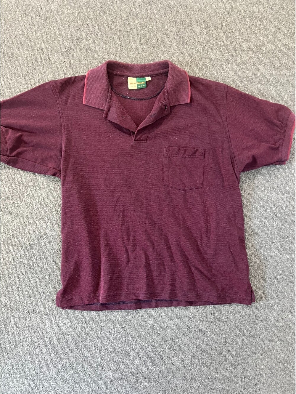 WearGuard Men Medium Burgundy Pocket Polo Shirt Workwear Uniform